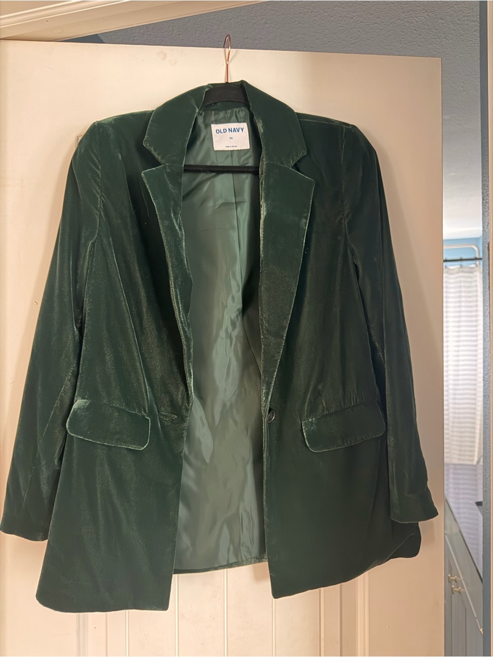 Old Navy Women's Oversized Dark Green Velvet Blazer